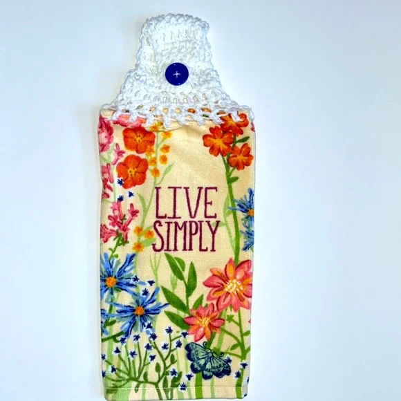 Relisted See New Listing HAND CRAFTED Crochet Floral Hanging Kitchen Hand Towels - Picture 7 of 9